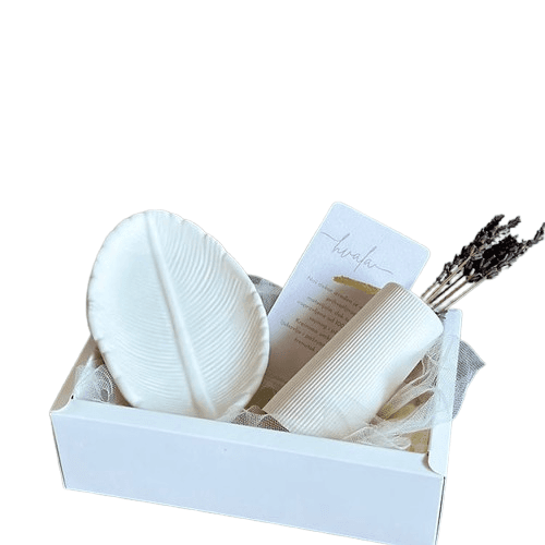 Marfeja Gift Shop Poklon Set Vaza i List, Beli