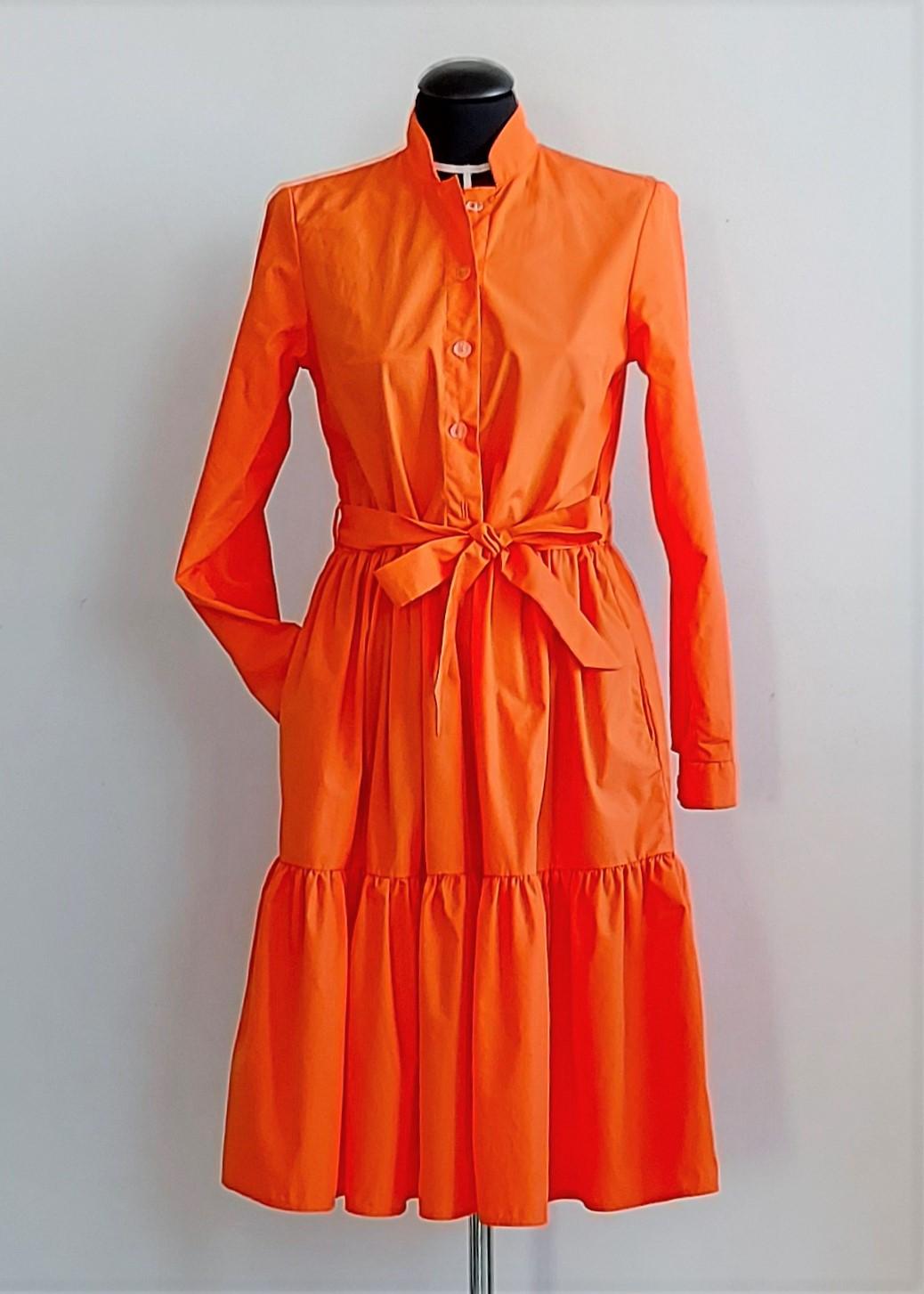 PAMUKLIK Ženska haljina dugih rukava sa karnerima JAZZ narandžasta