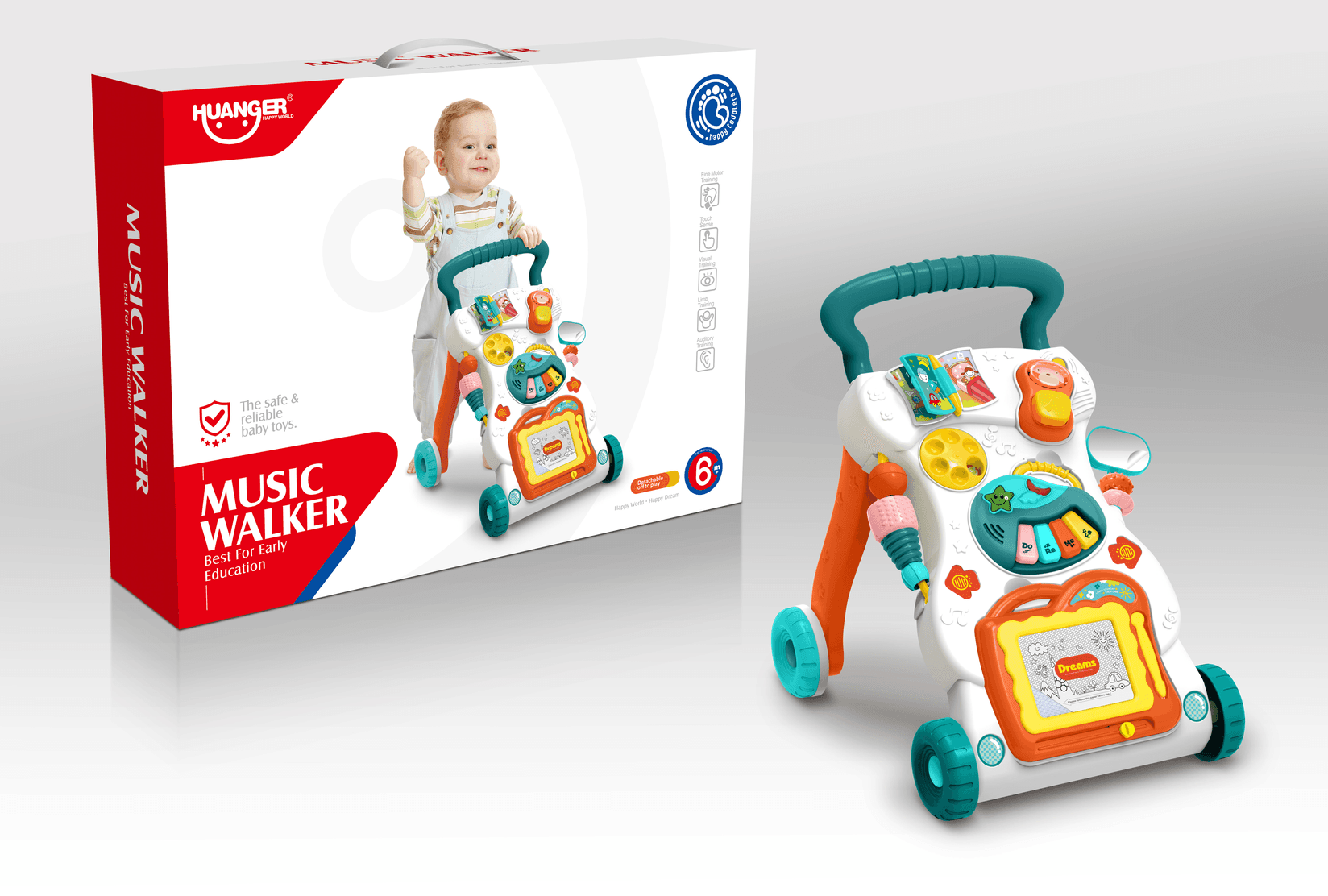 HUANGER Šetalica za bebe sa muzikom i svetlima, 18m+