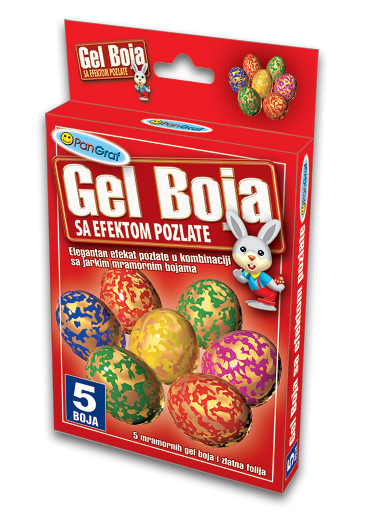 Selected image for Set gel boja za uskršnja jaja sa efektom pozlate 5/1 + zlatna folija + rukavice
