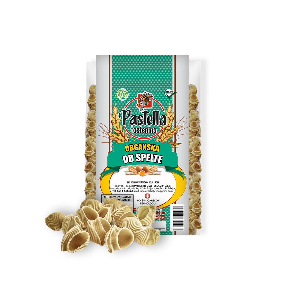 Pastella Organska testenina Lumaconi od spelte, 300g