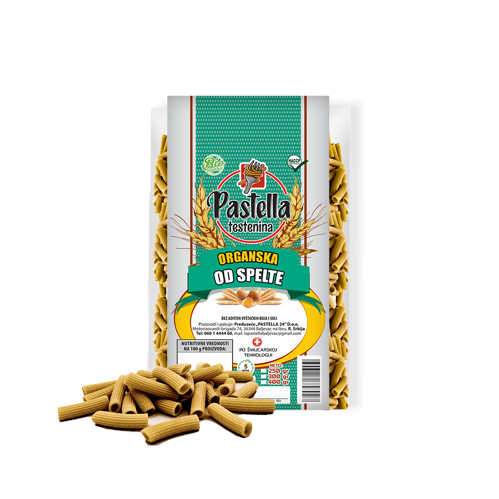 Pastella Organska testenina Rigatoni od spelte, 300g