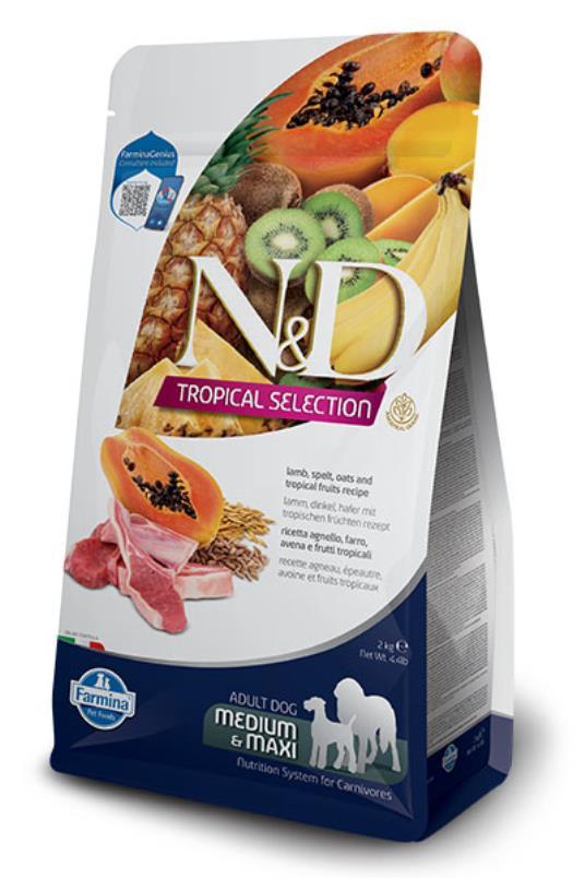 N&D Tropical Selection Hrana za odrasle pse Jagnjetina, spelta, ovas i tropsko voće Medium&Maxi 10kg