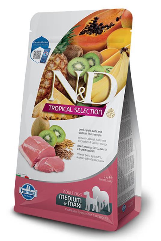 Selected image for N&D Tropical Selection Hrana za odrasle pse Svinjetina, spelta, ovas i tropsko voće Medium&Maxi 10kg