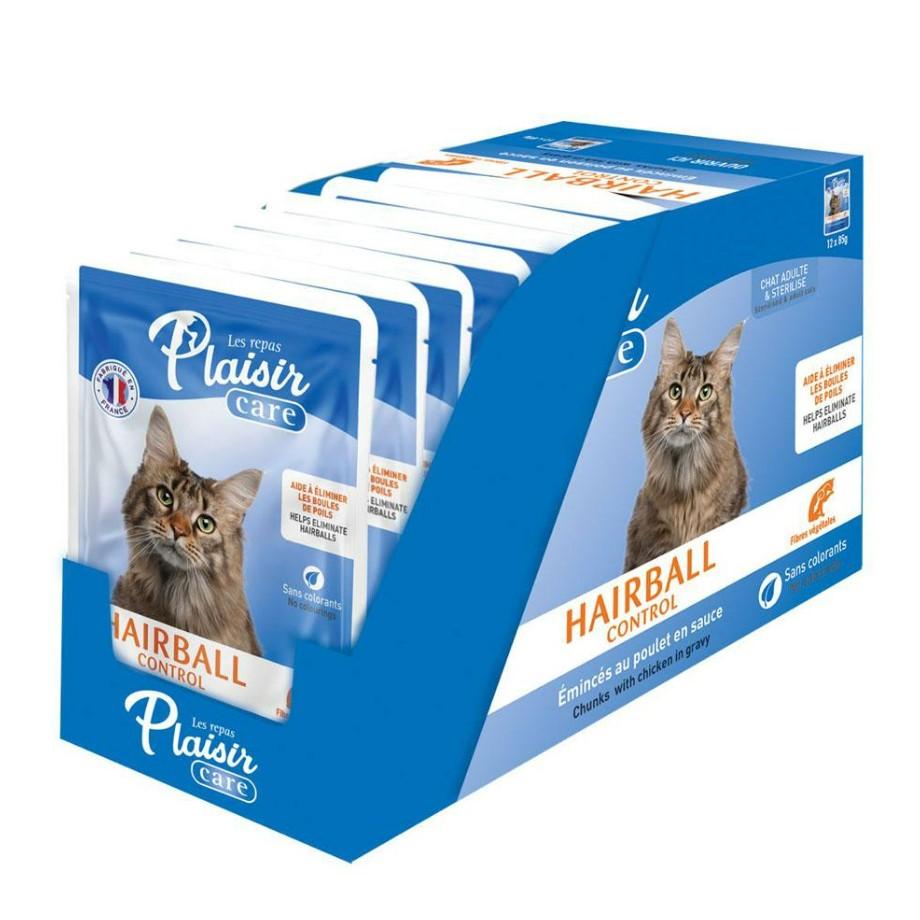 PLASIR Vlažna hrana za mačke Care Hairball Piletina u sosu 85g 12/1
