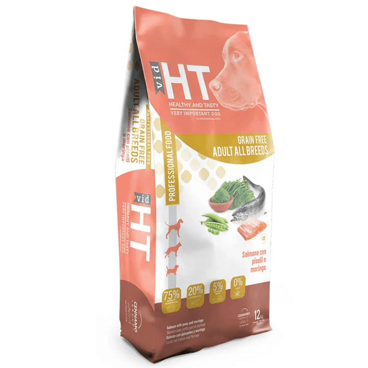 HT Healthy and Tasty Suva hrana za odrasle pse svih rasa bez žitarica, Losos sa graškom i moringom, 1.5kg