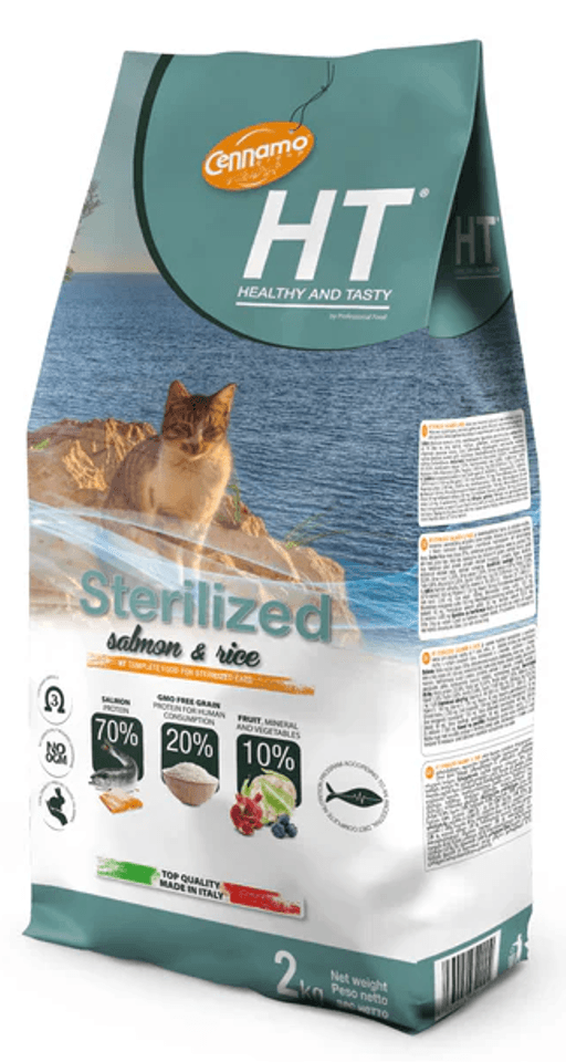 HT Healthy and Tasty SteriliSana suva hrana za mačke, Losos i pirinač, 2kg