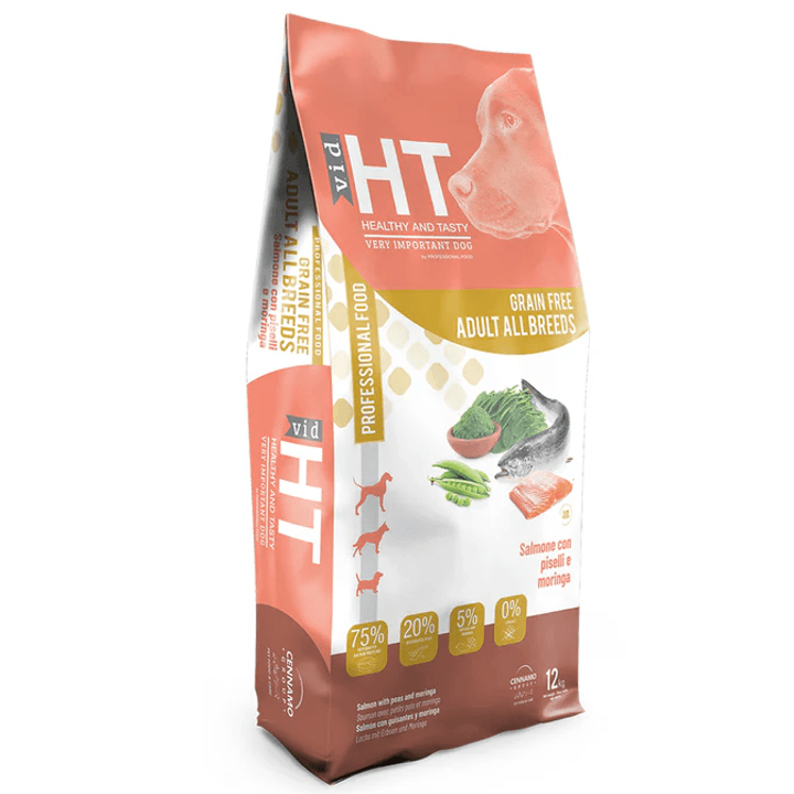 HT Healthy and Tasty Suva hrana za odrasle pse svih rasa, Losos sa graškom i moringom, 12kg