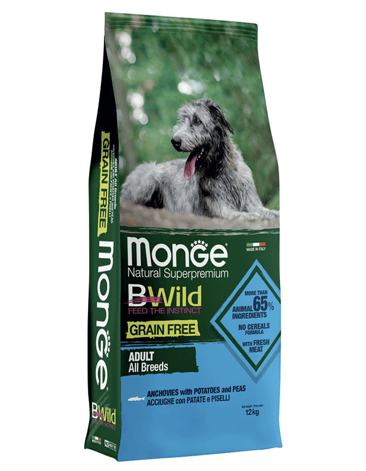 Monge Natural Suva hrana za odrasle pse svih rasa Superpremium BWild, Inćuni, krompir i grašak, 12kg