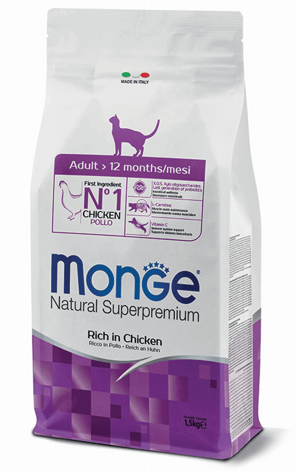 Monge Suva hrana za odrasle mačke Natural Superpremium, Piletina, 1.5kg