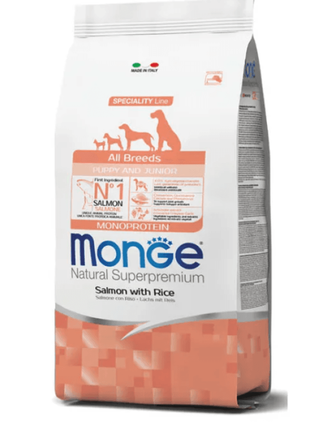 Monge Natural Suva hrana za štence i juniore svih rasa Superpremium, Losos i pirinač, 7.5kg
