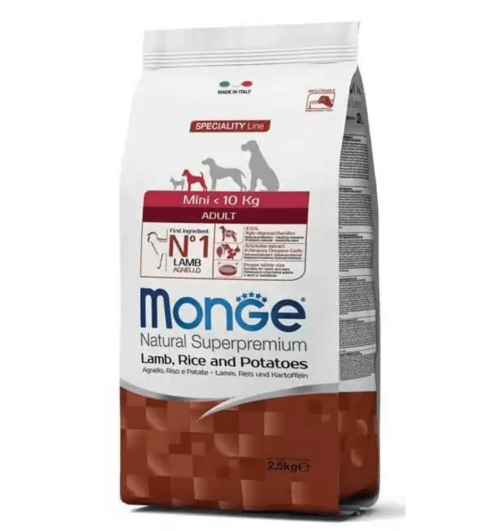 Monge Natural Suva hrana za mini odrasle pse Superpremium, Jagnjetina, pirinač i krompir, 2.5kg