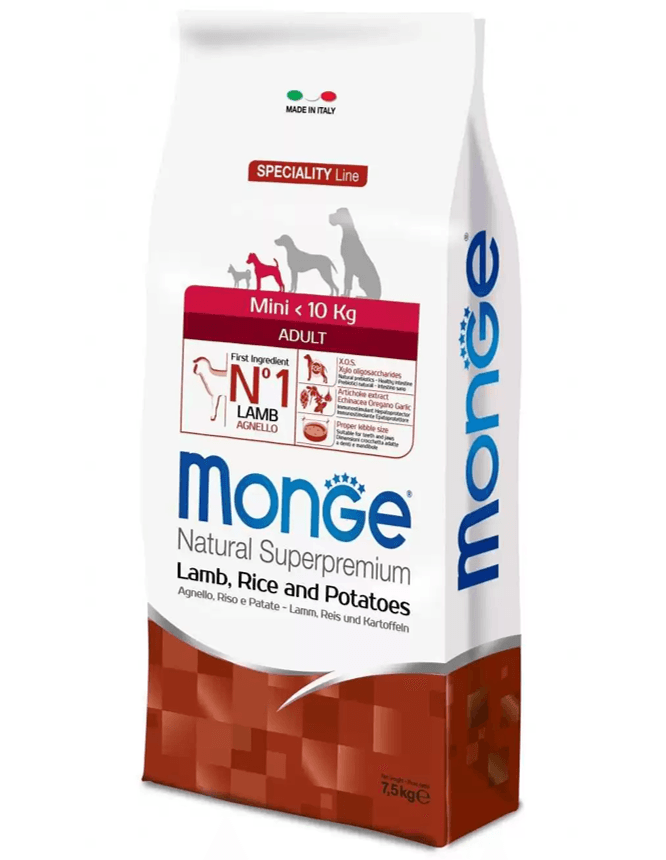 Monge Natural Suva hrana za mini odrasle pse Superpremium, Jagnjetina, pirinač i krompir, 7.5kg