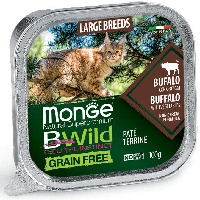 Monge Pašteta za odrasle mačke Natural Superpremium BWild, Bez žitarica, Bizon i povrće, 0.1kg