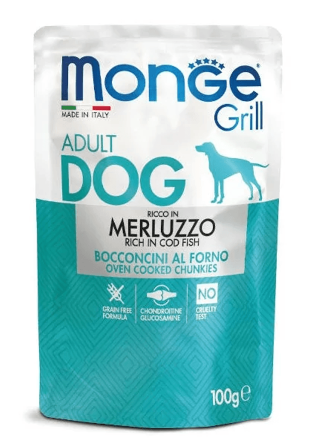 Monge Vlažna hrana za odrasle pse Grill, Bakalar, 0.1kg