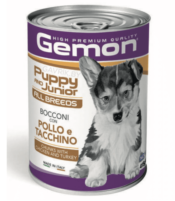 Gemon Vlažna hrana za štence i mlade pse svih rasa, Piletina i ćuretina, 0.415kg