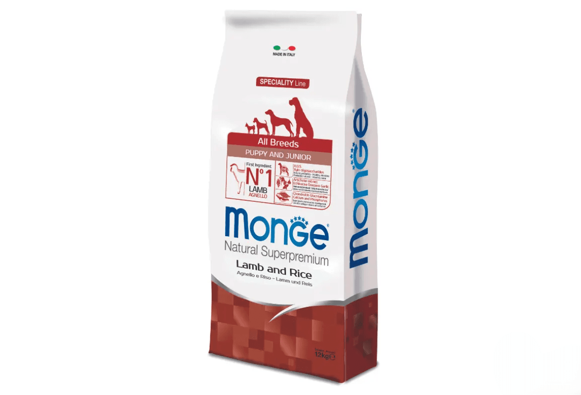 MONGE Suva hrana za štence sa ukusom jagnjetine i pirinča,12kg