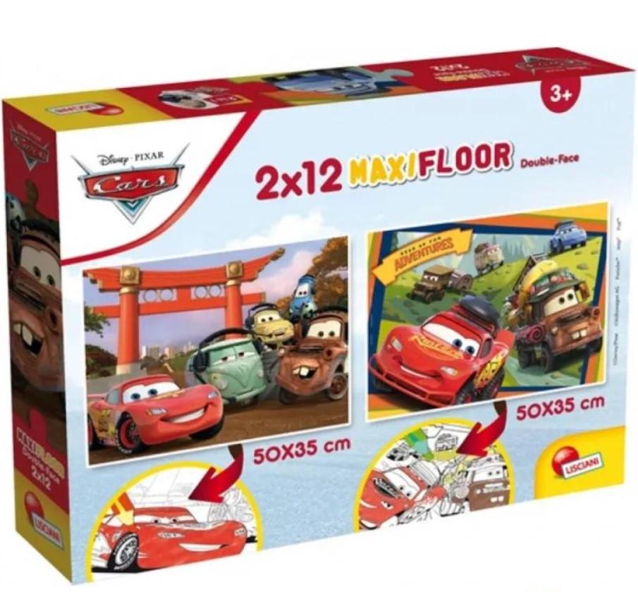 Lisciani Set slagalica-bojanka Maxi Cars 86542, 2 x 12 delova