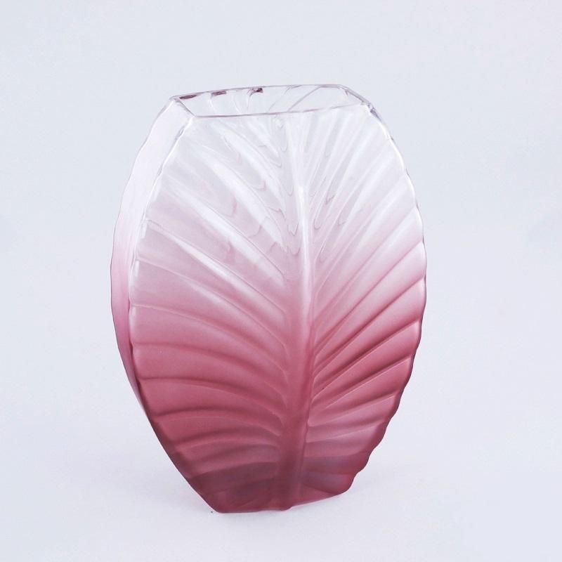 PLATHEA Staklena vaza u obliku lista, 22x11x30cm, Bordo