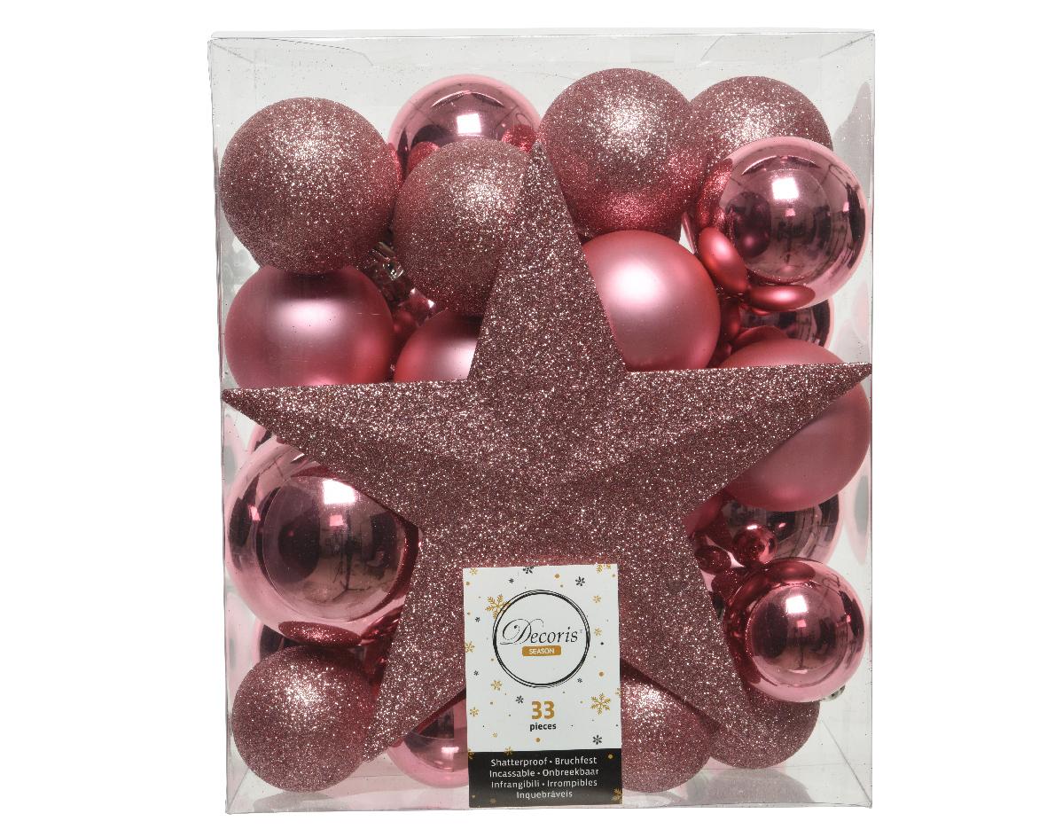 DECORIS Novogodišnji ukrasi za jelku 33/1 roze