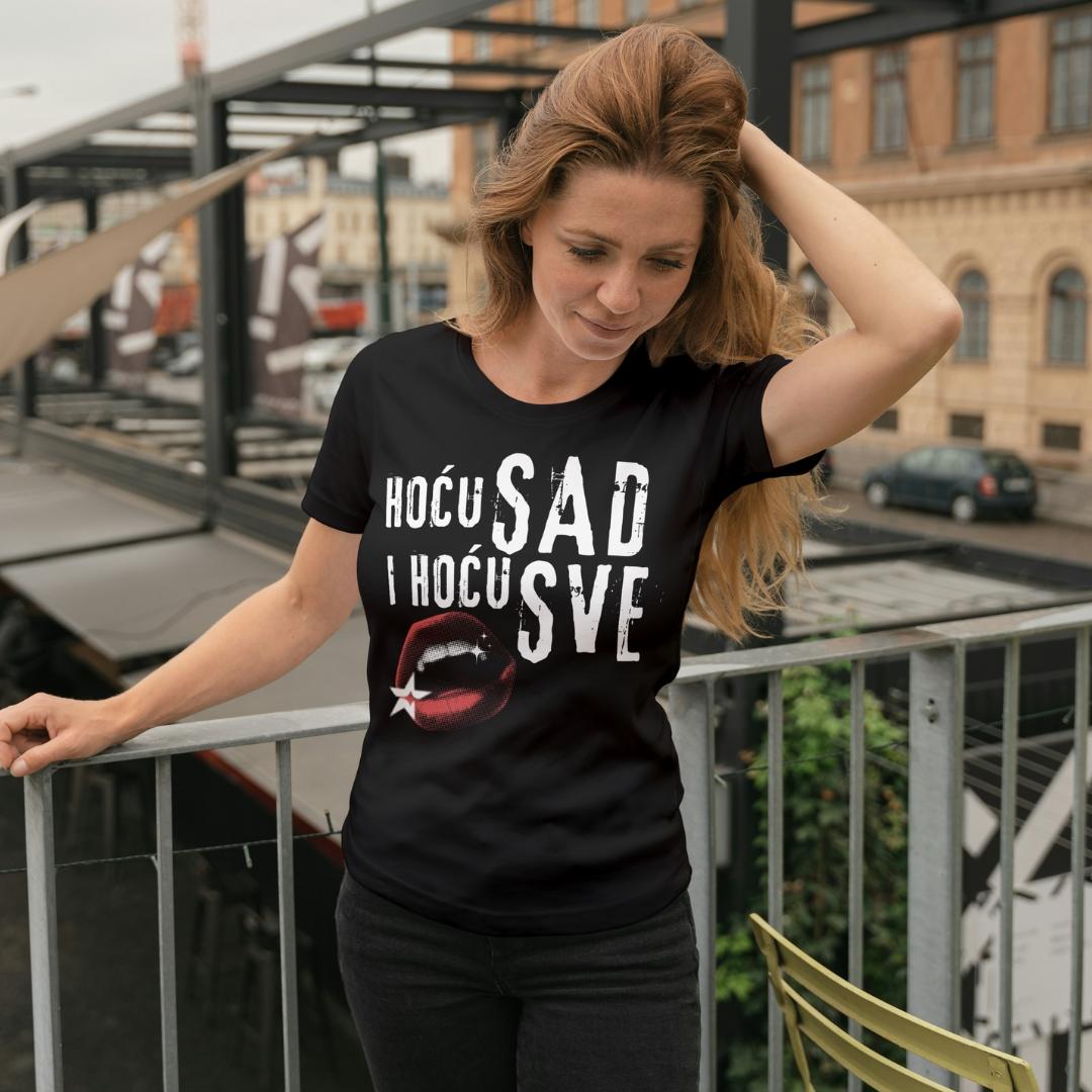 Ženska majica "Hoću sad i hoću sve", Crna