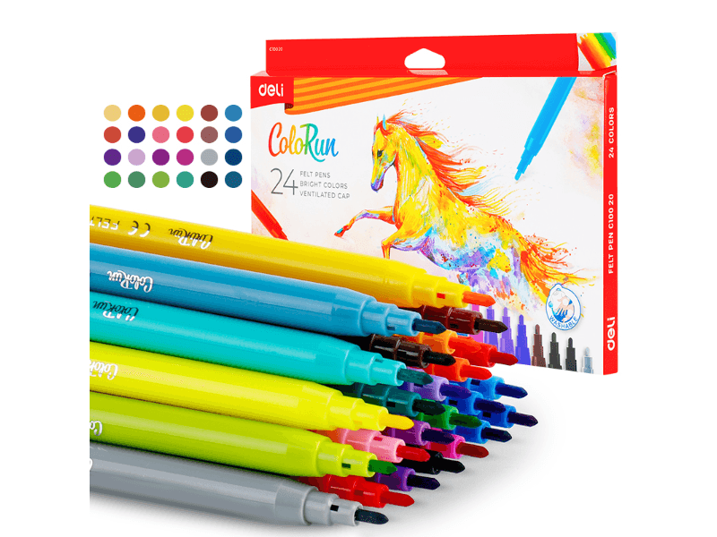 DELI Flomasteri EC10020, 24 komada