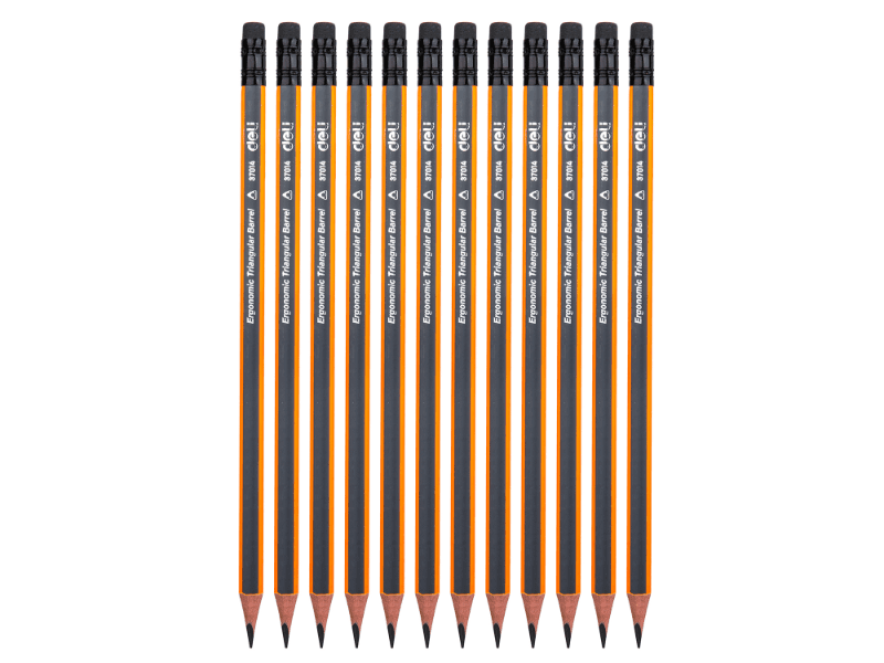 DELI Grafitne olovke sa gumicom Stripe, HB,12 komada