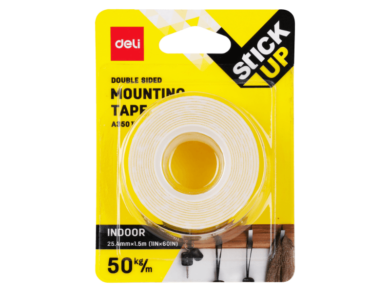 Deli Obostrana lepljiva traka EA35011, 25.4mmx1.5m, Bela