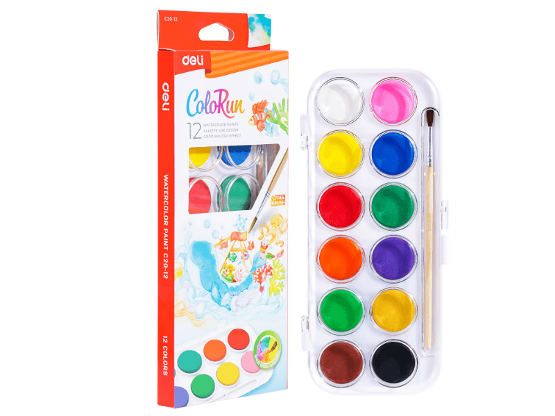 DELI Vodene boje Colorun EC20-12, 12 boja