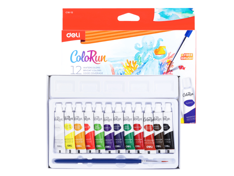 DELI Tempere Colorun EC18-12, 12x5 ml