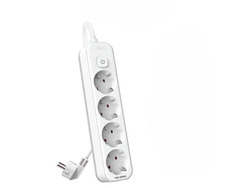 DELI Produžni kabal ET434, 4 utičnice, 1.8m, Beli