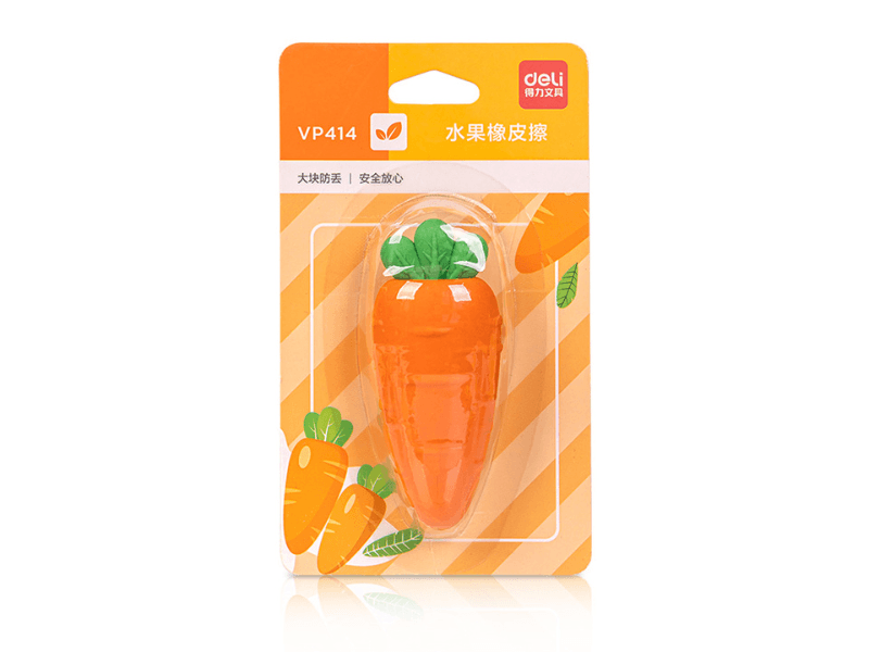 DELI Gumica za brisanje u blisteru šargarepa Jumbo VP414, Narandžasta