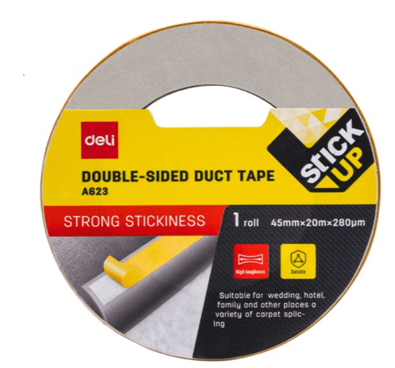 DELI Obostrano lepljiva traka Duct EA623, 45 mm x 20 m, 280 mic, Žuta