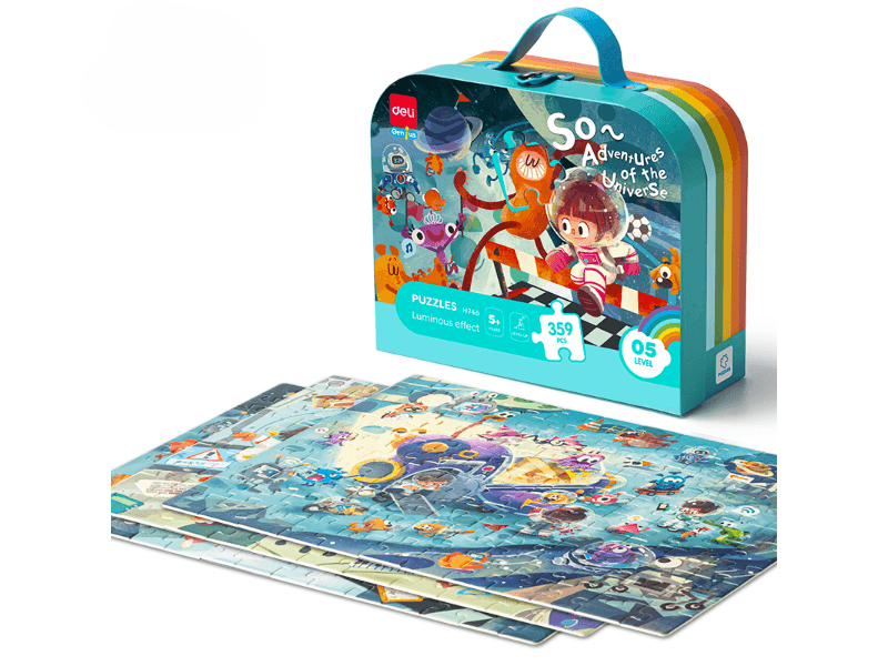 DELI Puzle za decu u koferčetu EH746, Nivo 5, Sijaju u mraku, 359 delova