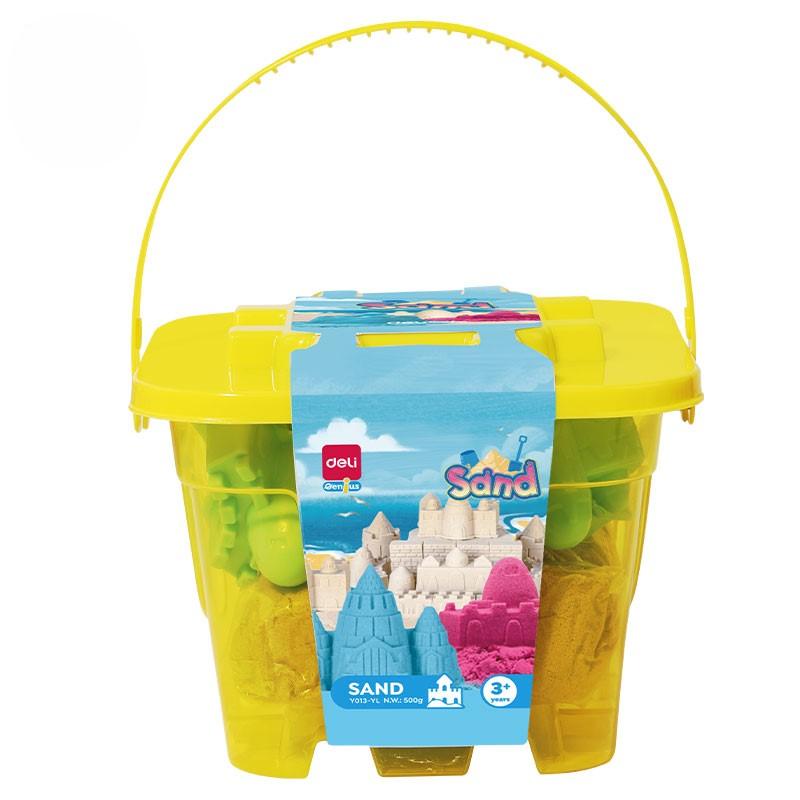 DELI Kinetički pesak u kantici sa 6 modli EY013-YL, 500g, Žuti