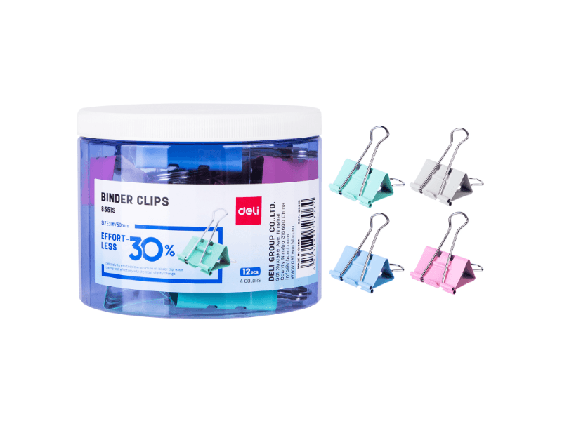 Deli Štipaljke za papir u boji E8551S, 50x0.4mm, 12 komada