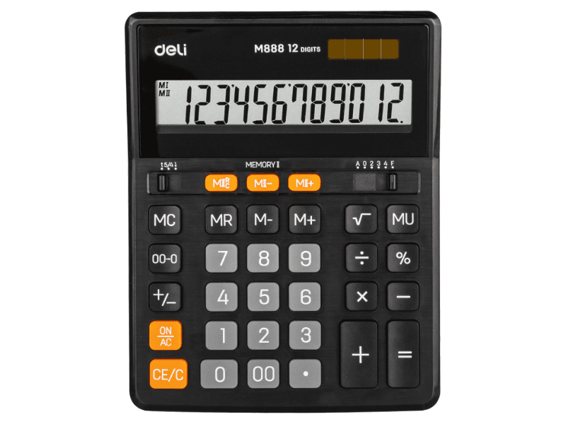 Deli Kalkulator EM888, 203x158x31mm, Crni