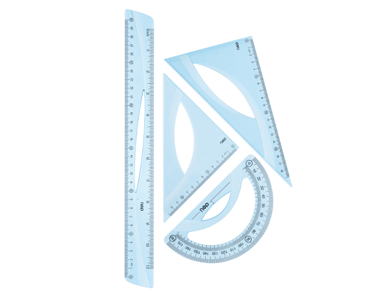 DELI Geometrijski set lenjira Woove EH13, 30 cm, Plavi