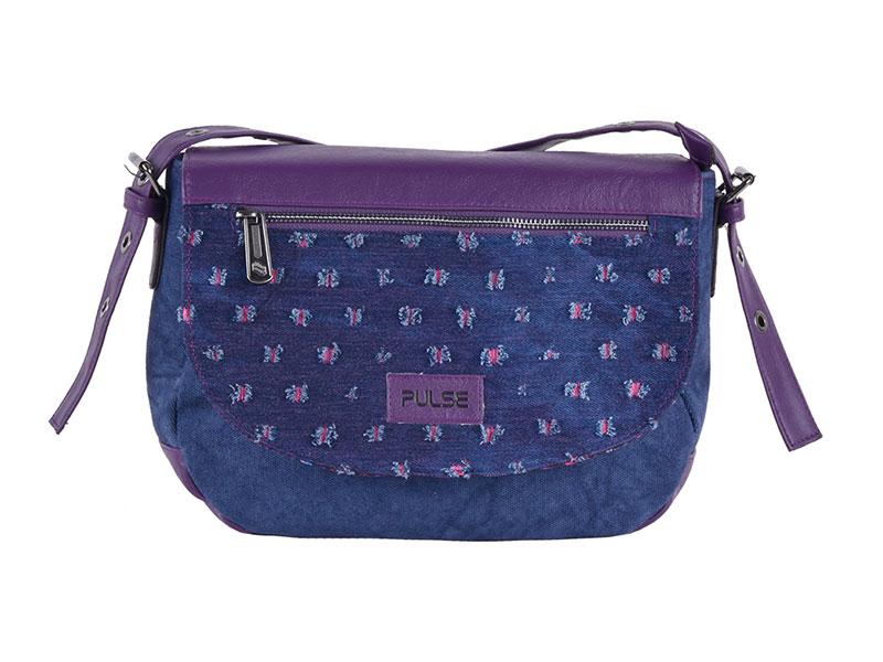 PULSE Torba na rame Trieste Flower Jeans, Teget - ljubičasta