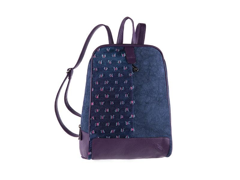 PULSE Ranac Modena Flower Jeans, Teget - ljubičasti