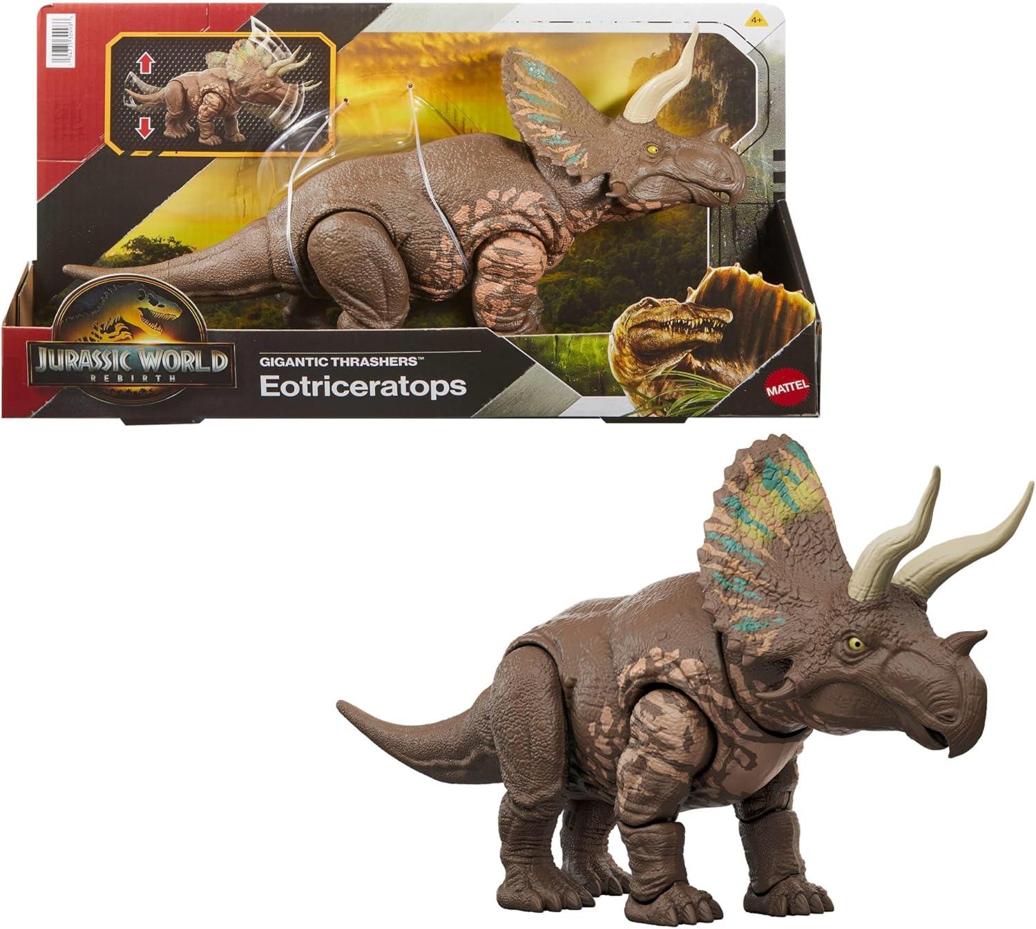 Mattel Dečija igračka Dinosaurus Eotriceratops Jurassic World, 35cm, Braon