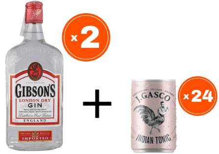 Gibson Džin, 0.7l ,2 komada + J.Gasco Indina Tonic 0.15l, 24 limenki