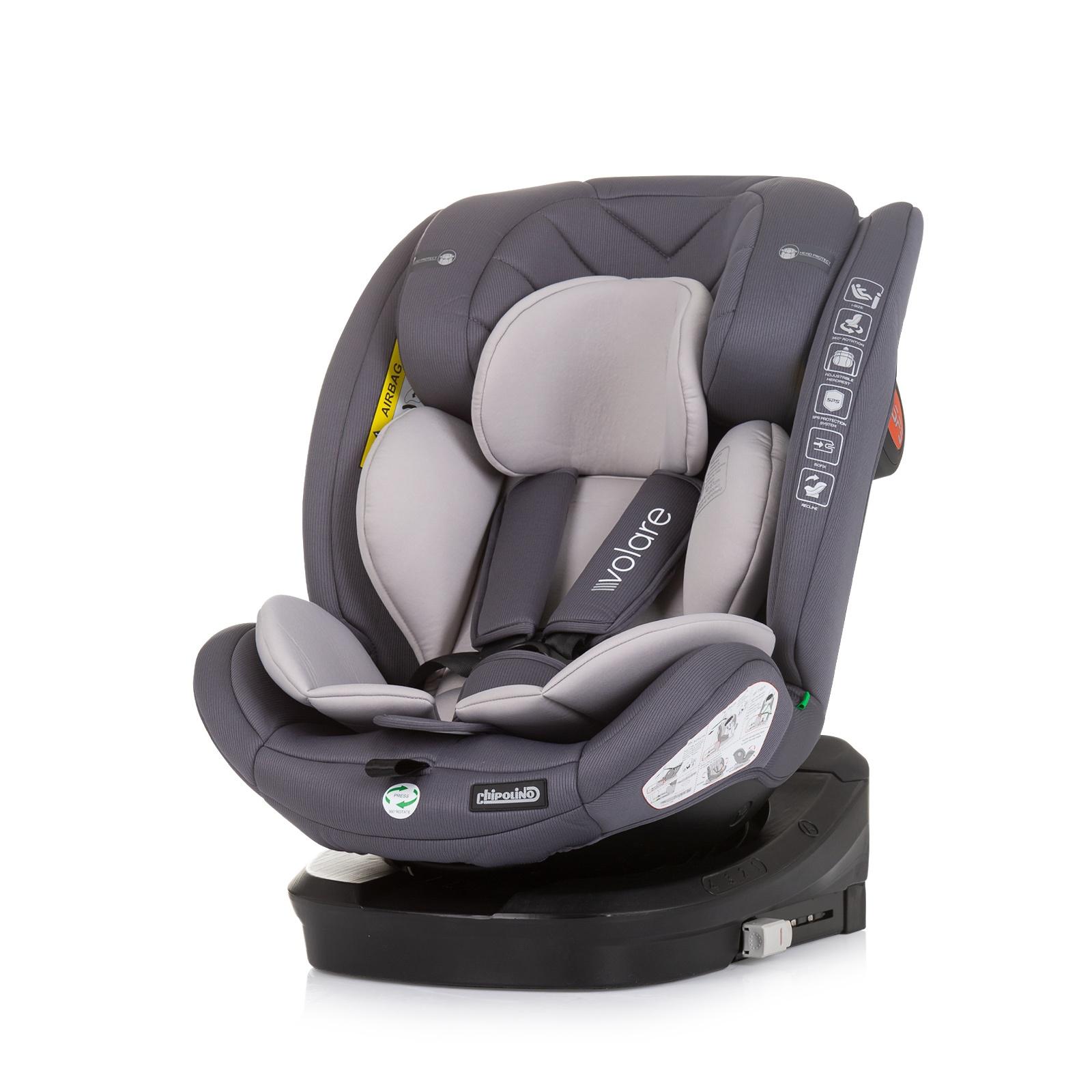 CHIPOLINO Auto sedište Volare, 40-150cm, Isofix, Sivo