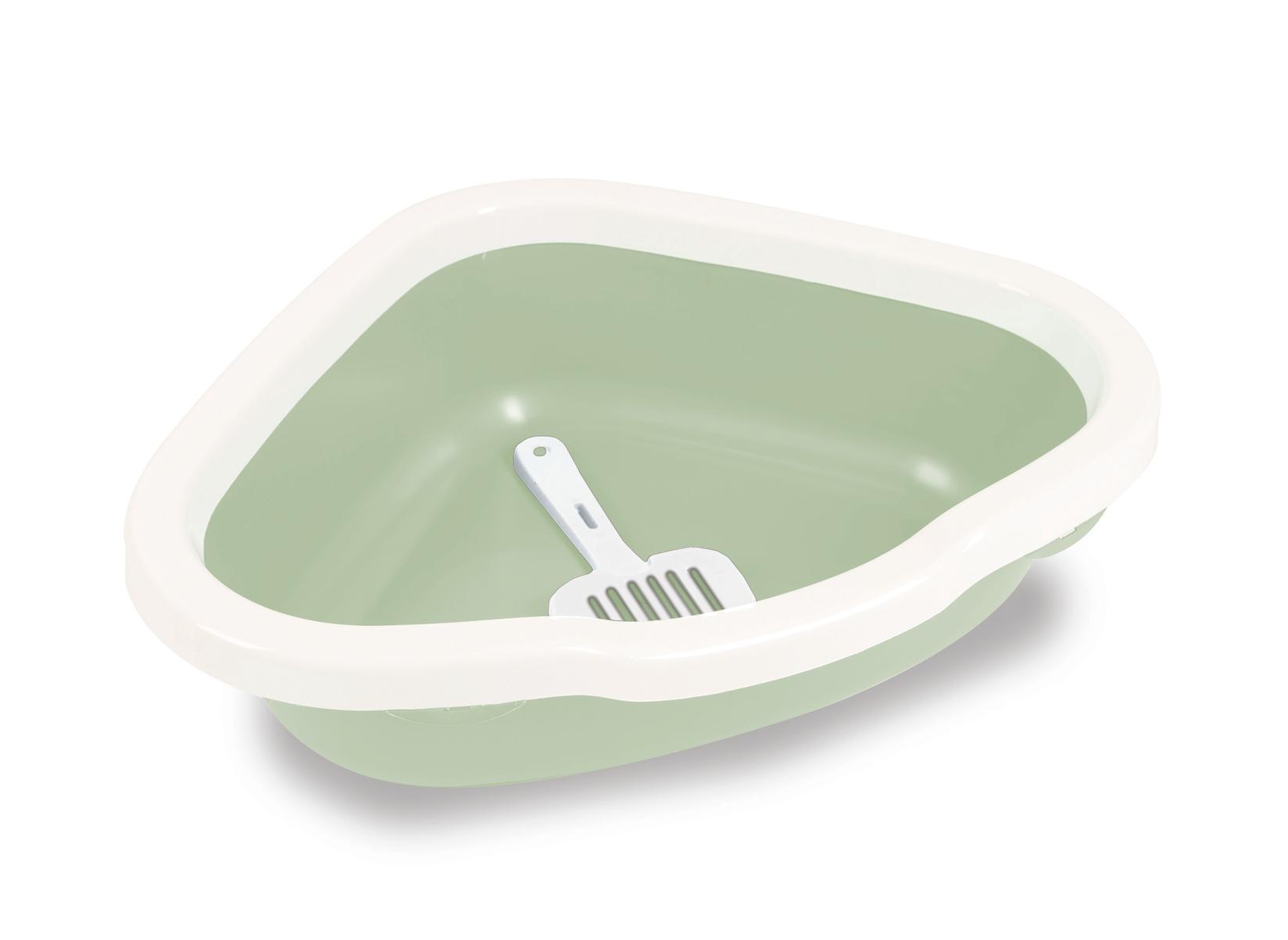 PETMAX Ugaoni toalet za mačke, otvoreni, Zeleni