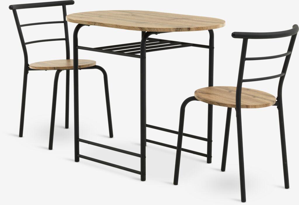 Linnea Set trpezarijski sto i 2 stolice, 59x75x92cm, Hrast