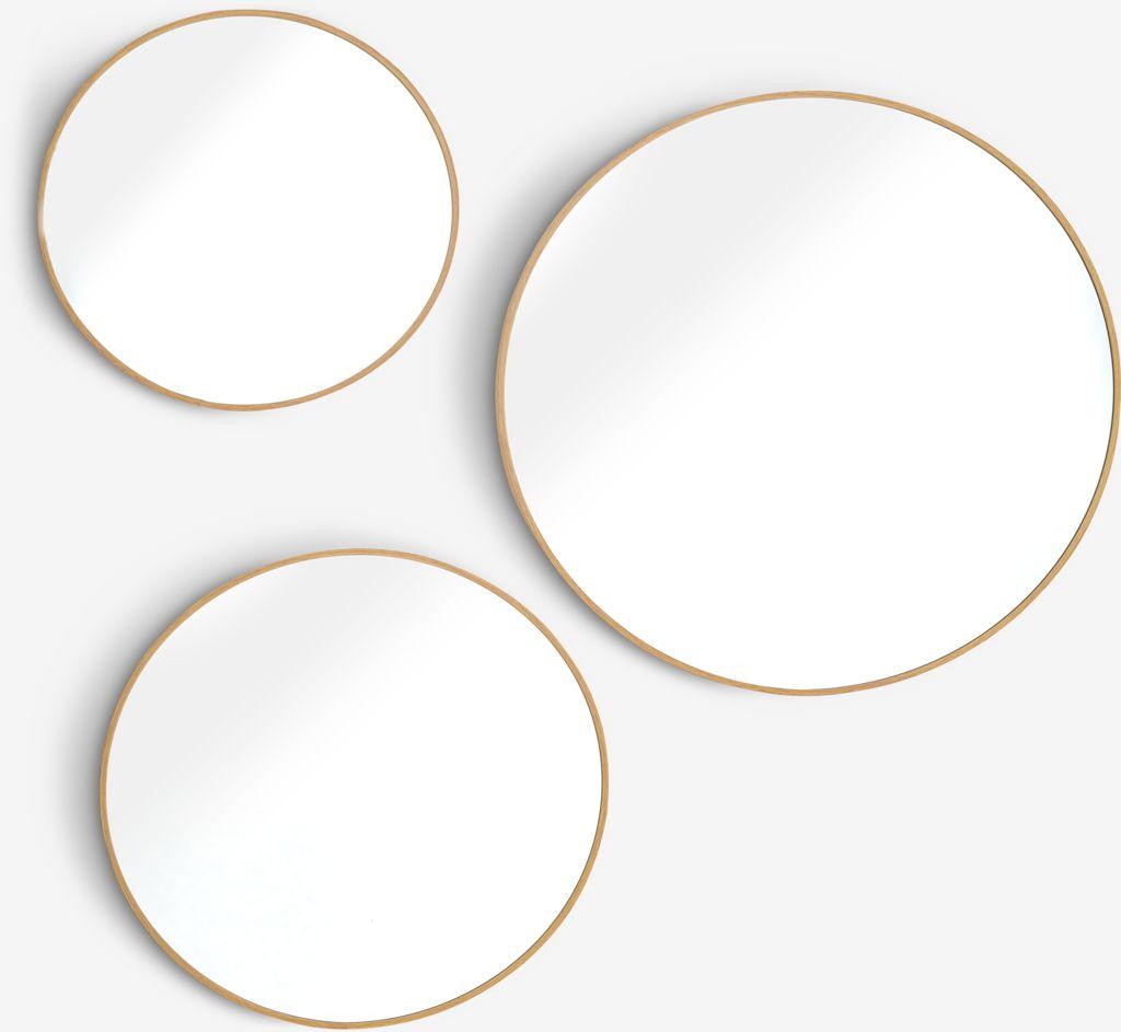 Aurora Set ogledala, 3 komada, Hrast