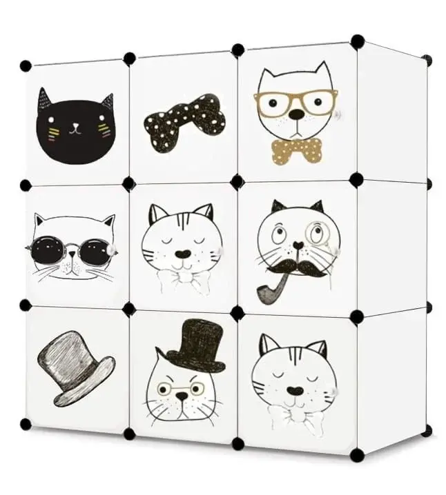 ModernHome Dečiji ormar sa 9 polica Cats 2, Beli
