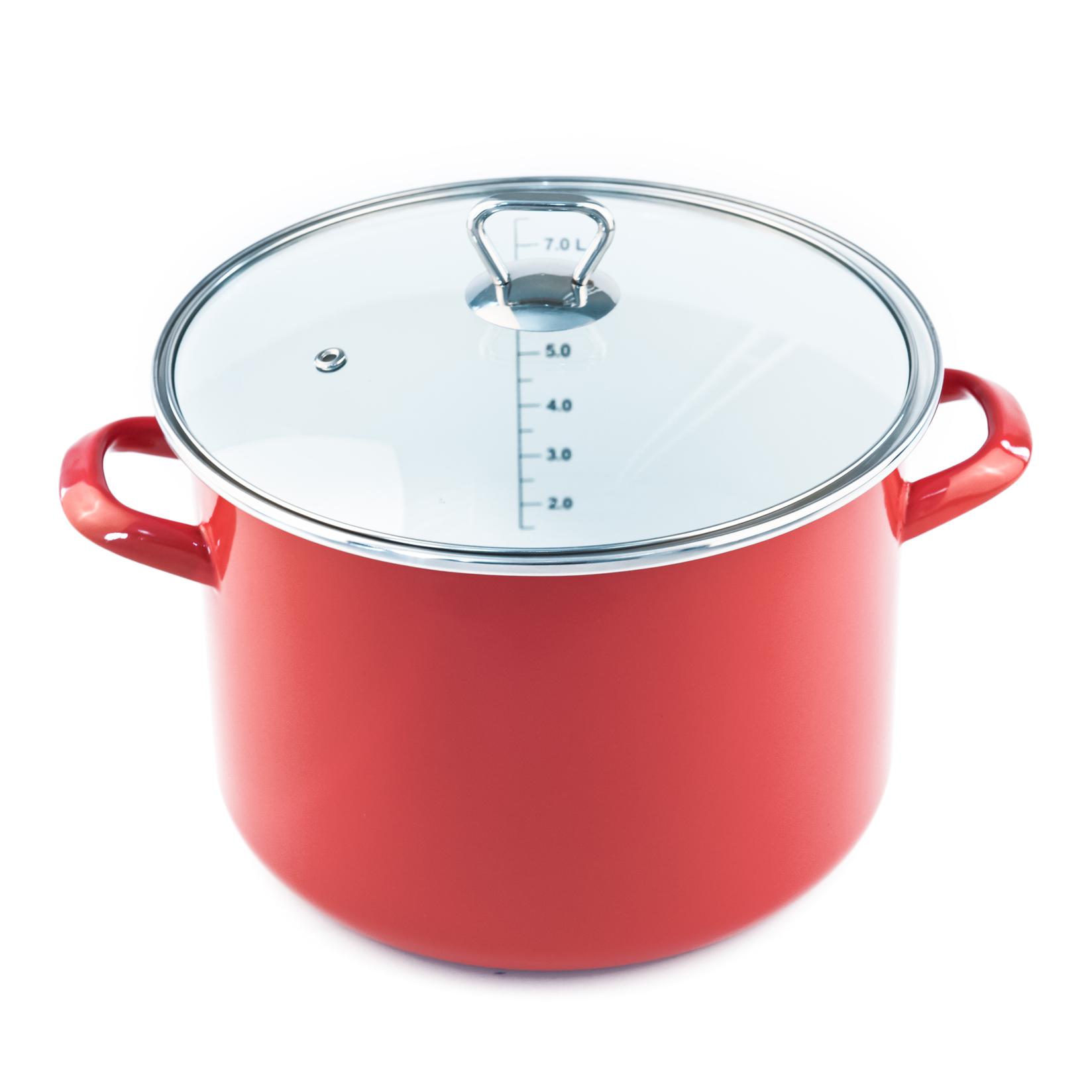 FACKELMANN Lonac+stakleni poklopac 24cm,em. 7.5l, Crveni