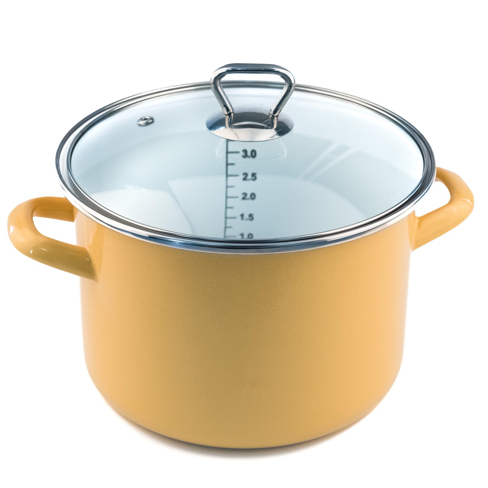 FACKELMANN Lonac+stakleni poklopac 20cm Emajl 4l, Žuti