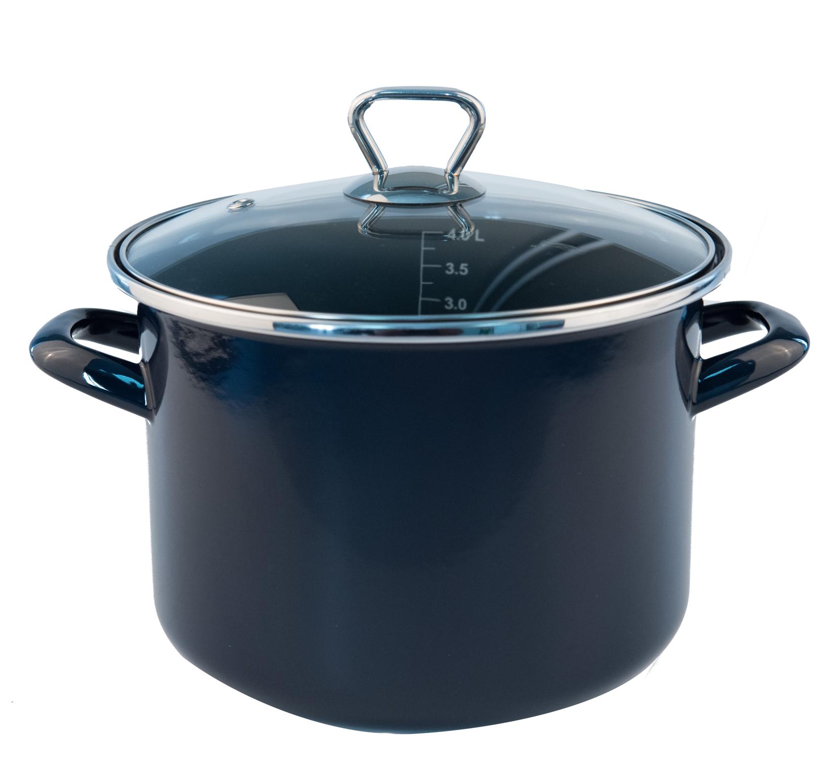 FACKELMANN Lonac+stakleni poklopac 20cm Emajl 4L, Plavi